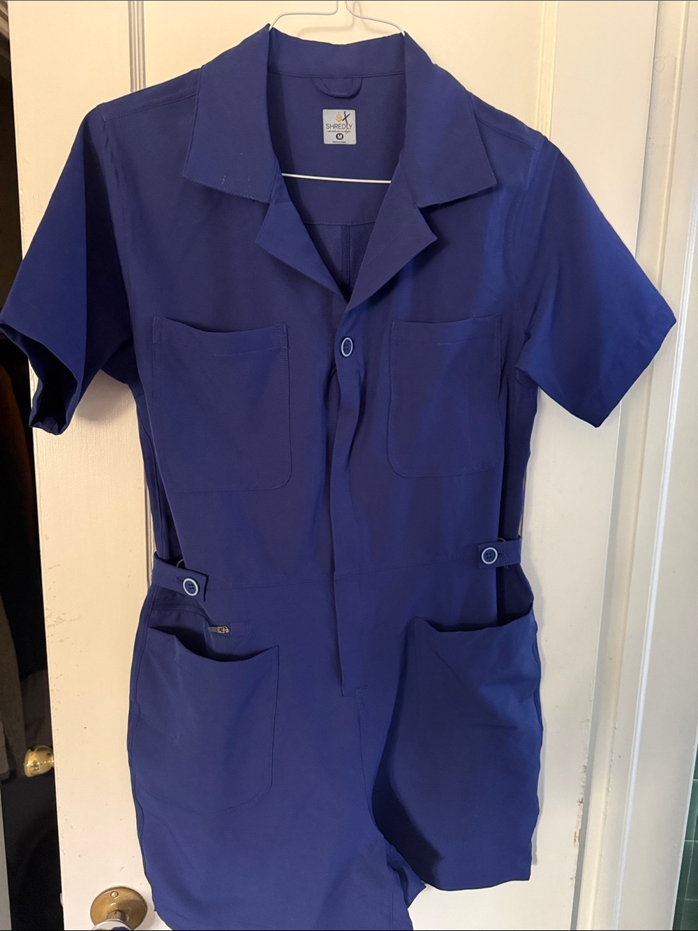 Shredly Royal Blue Women's Utility Shorts Romper